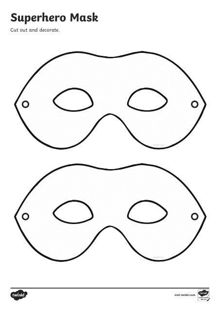 Superhero Mask Coloring Template - Preview image category