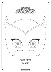 Document preview: Owlette Mask Coloring Template