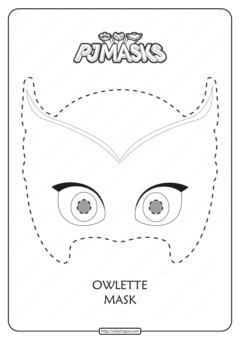 Owlette Mask Coloring Template, Page 1
