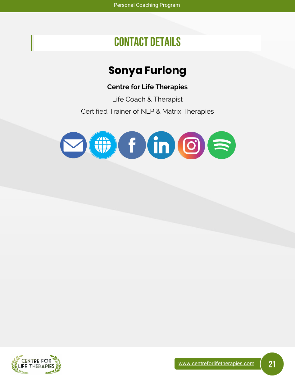 Wheel of Life Self-coaching Book, Page 21