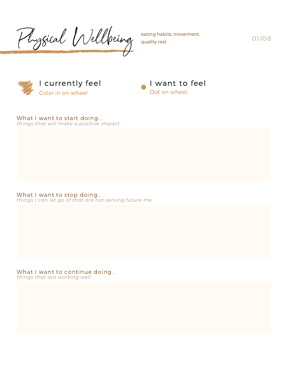 Wheel of Life Self-care Worksheet, Page 3