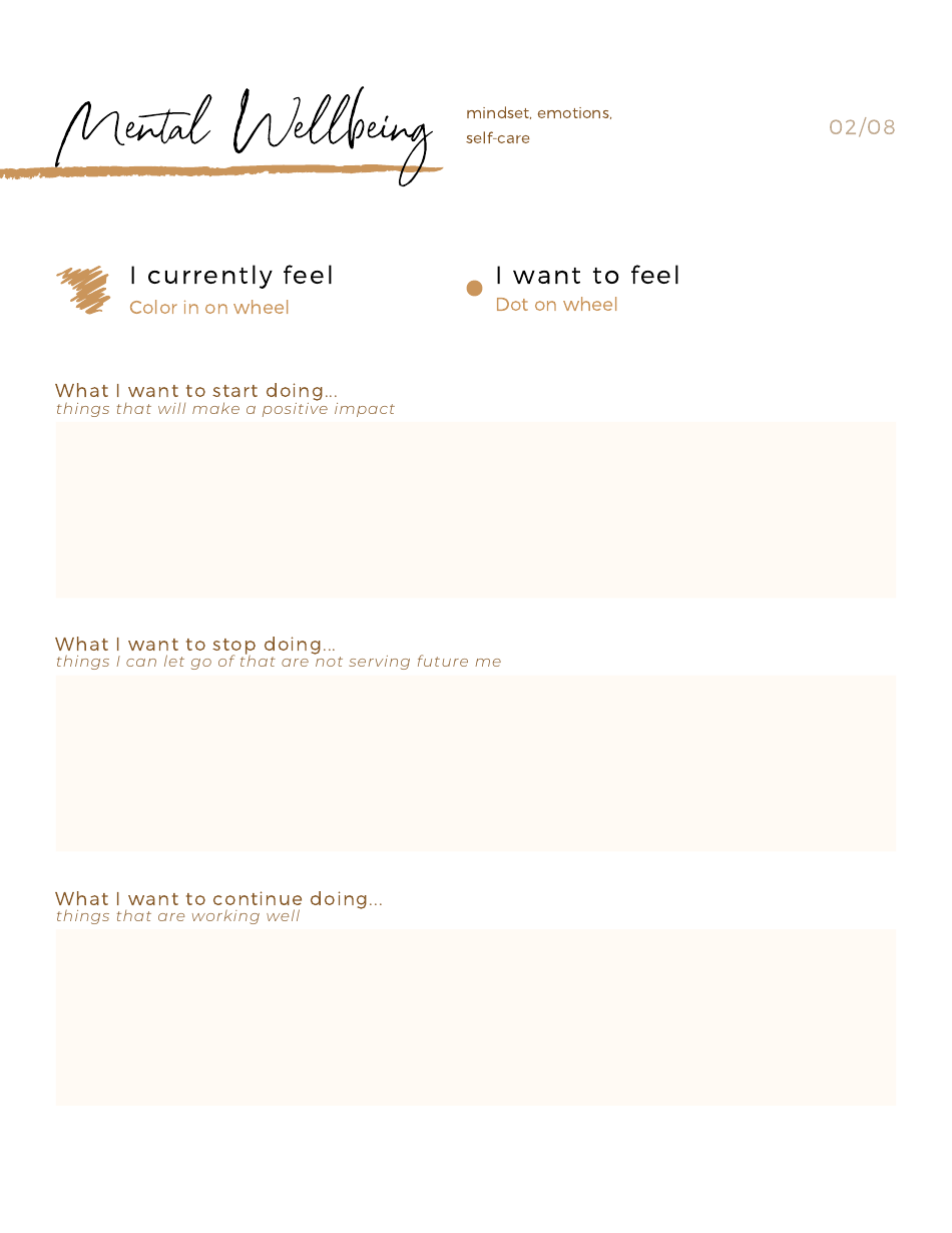 Wheel of Life Self-care Worksheet, Page 4