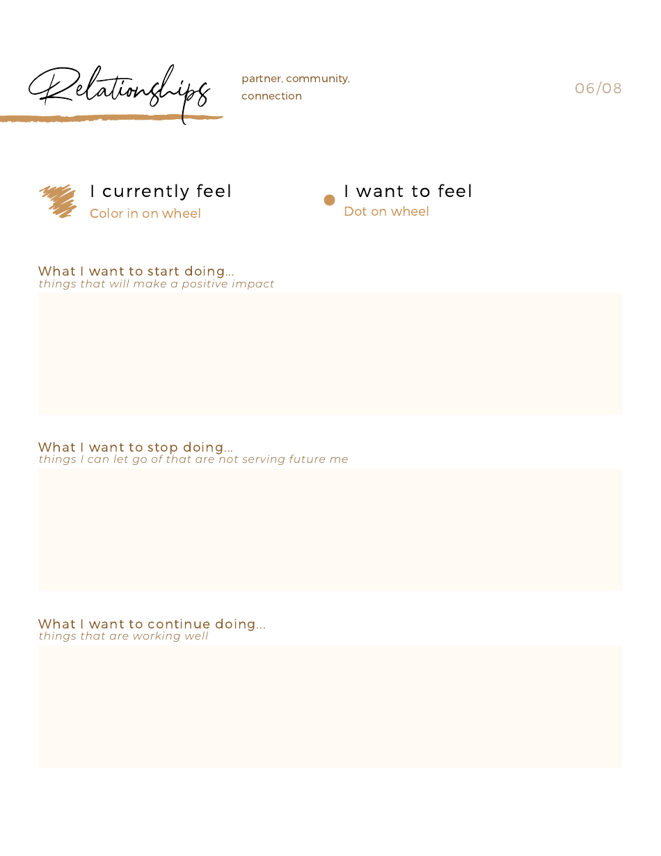 Wheel of Life Self-care Worksheet, Page 8