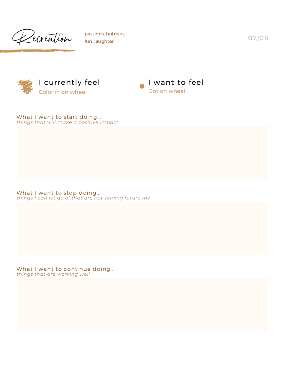 Wheel of Life Self-care Worksheet, Page 9