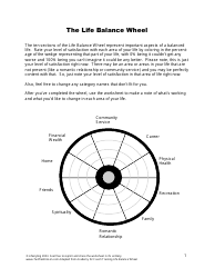 Life Balance Wheel Worksheet