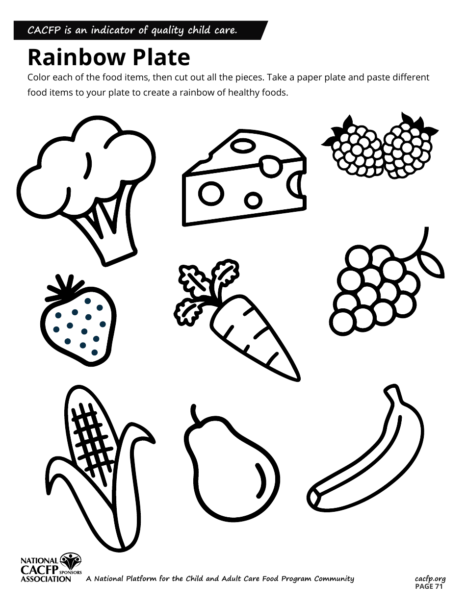 Rainbow Plate Coloring Page, Page 1