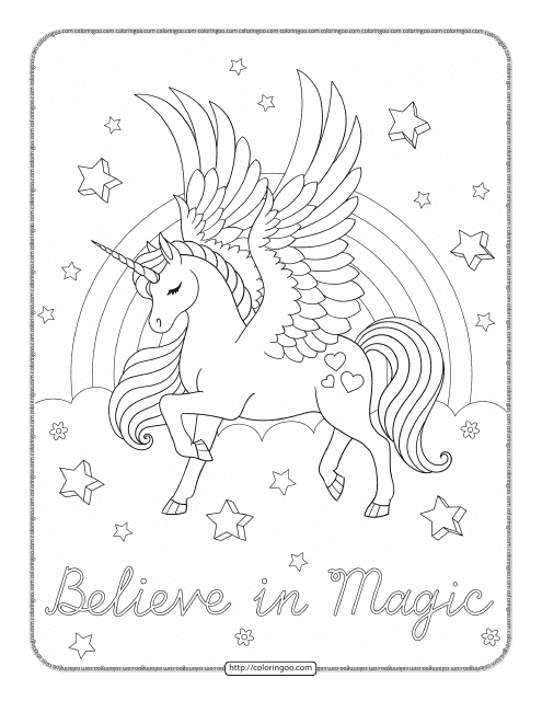 Magical Unicorn Coloring Page - Gorgeous Download Pdf