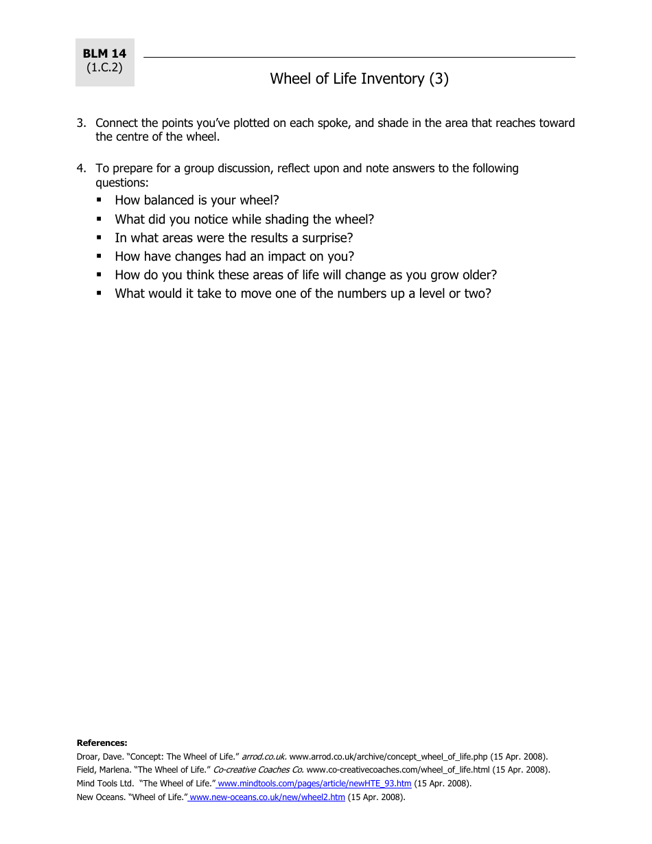 Wheel of Life Inventory - Career Development, Page 3