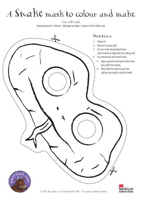 Snake Mask Coloring Template