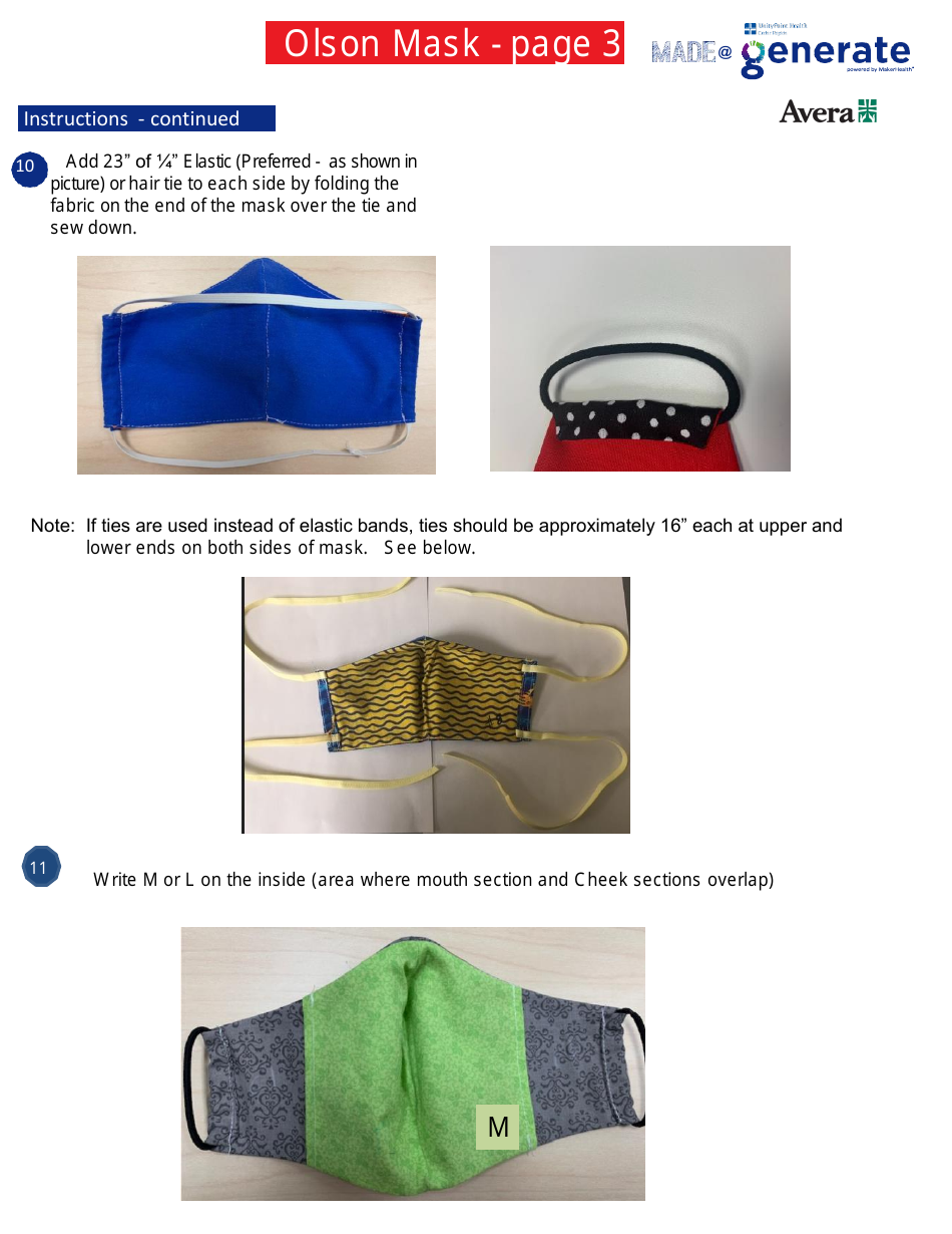 Olson Mask Sewing Pattern Templates, Page 3