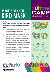Beautiful Bird Mask Coloring Template