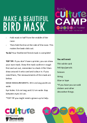 Beautiful Bird Mask Coloring Template, Page 2