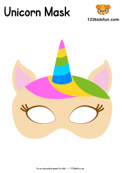 Document preview: Unicorn Mask Template - Varicolored