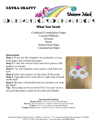 Document preview: Unicorn Mask Coloring Template - Varicolored