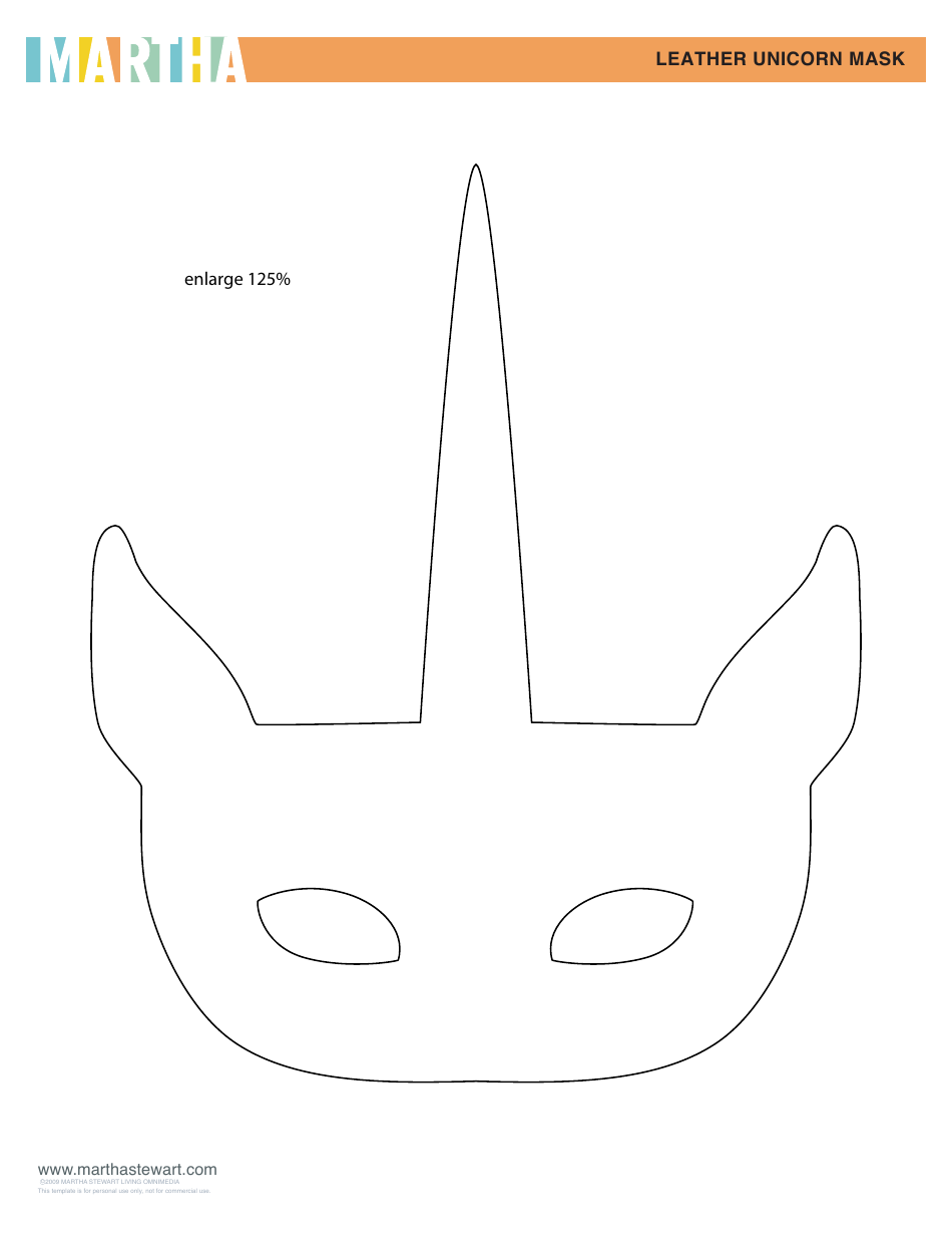 Leather Unicorn Mask Template, Page 1