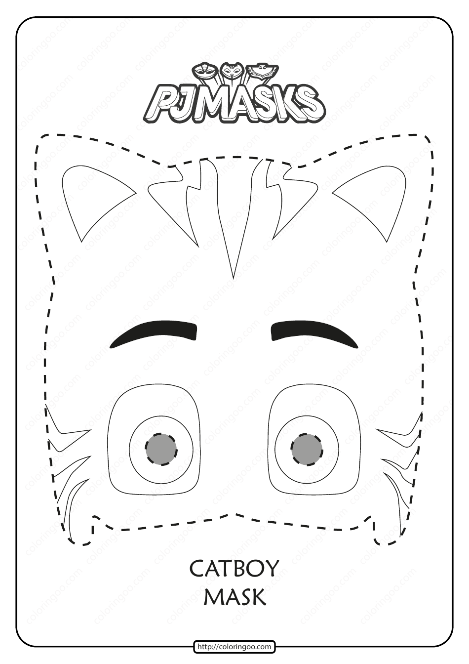 Catboy Mask Coloring Template, Page 1