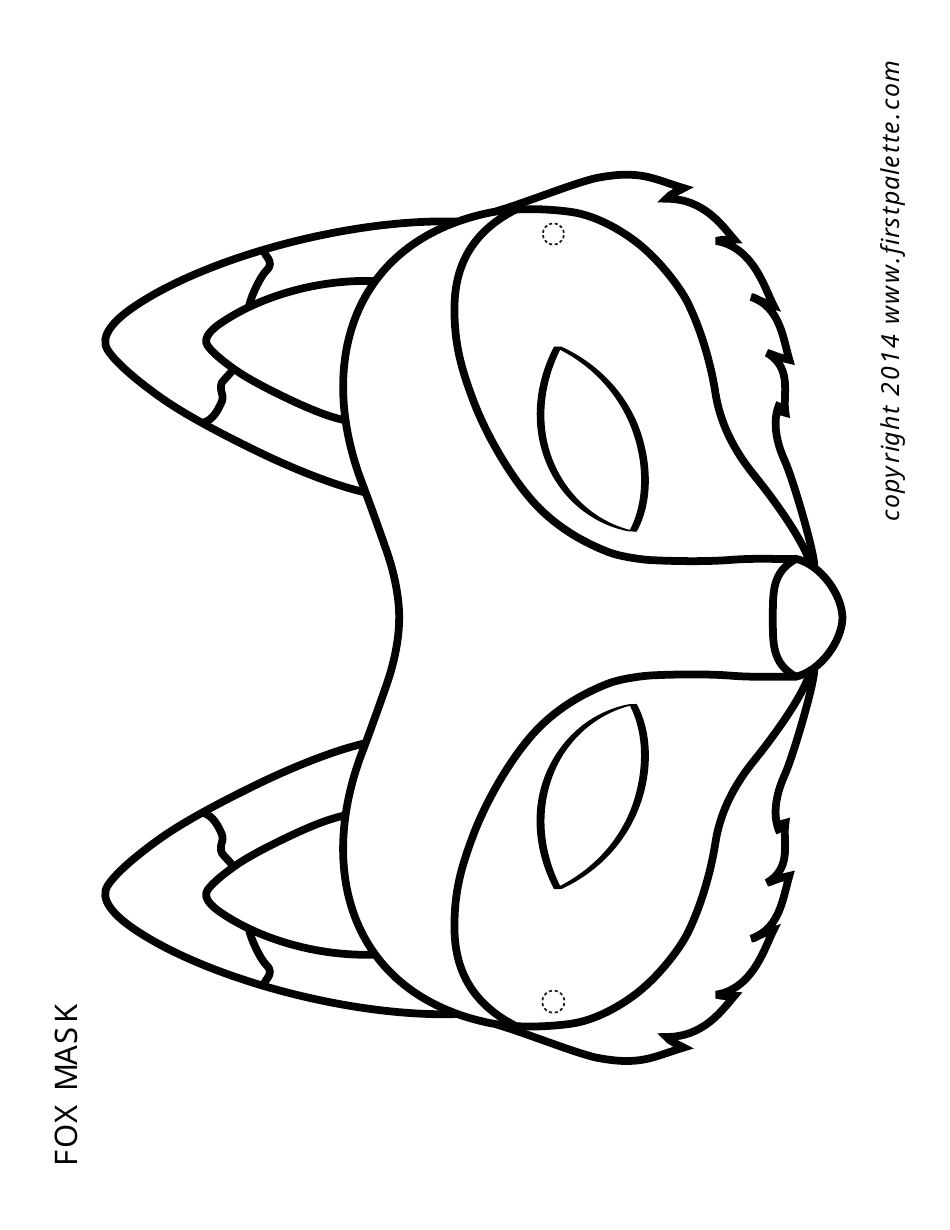 Fox Mask Template - Black and White, Page 1