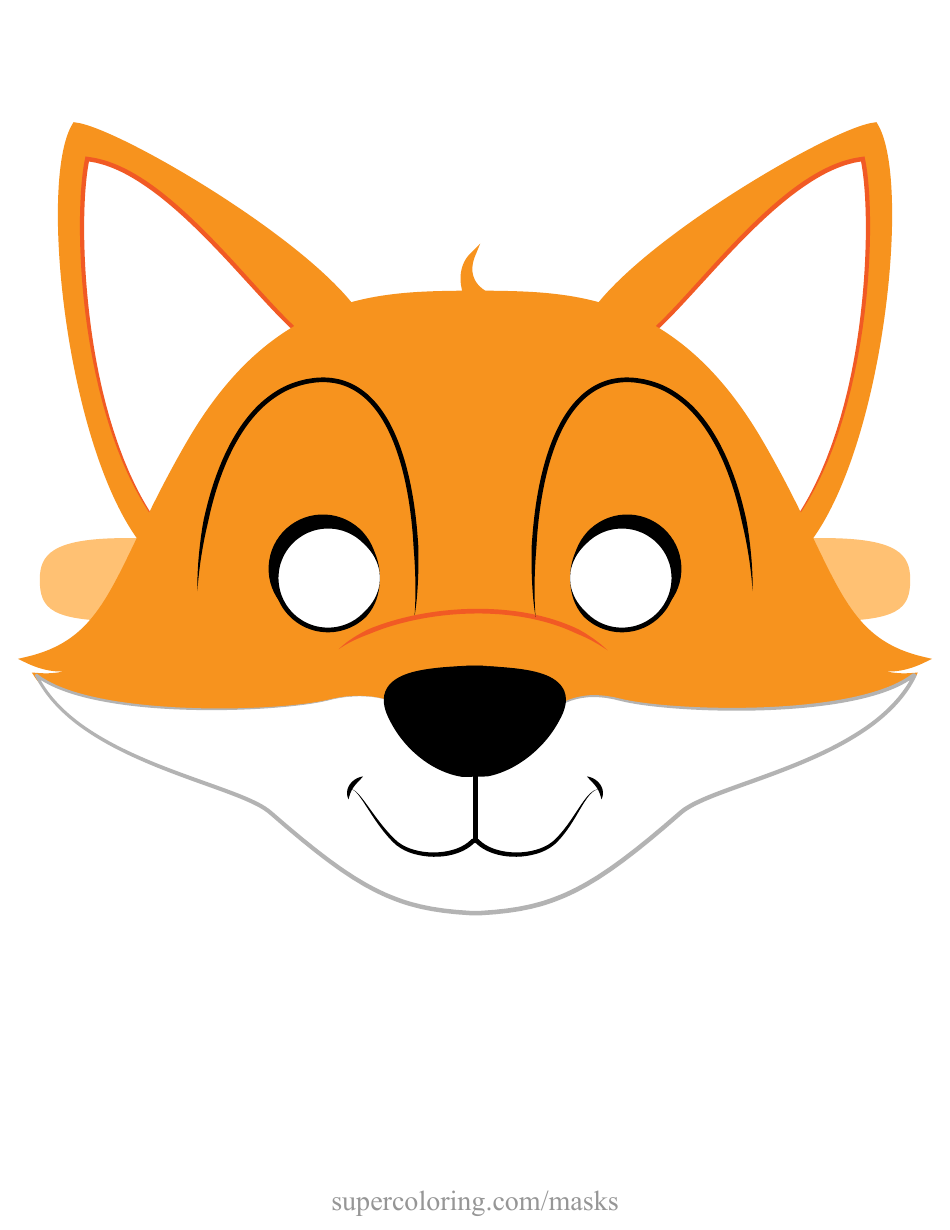 Fox Mask Template - Orange, Page 1