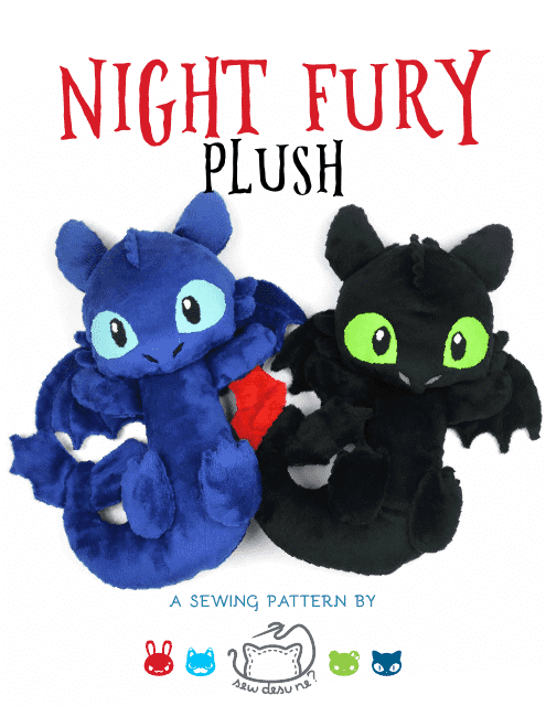 Night Fury Plush Sewing Pattern Templates