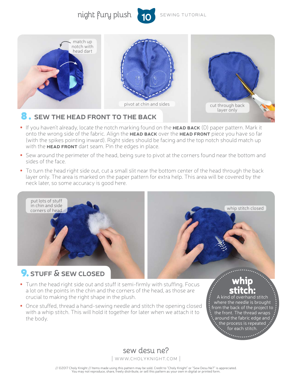 Night Fury Plush Sewing Pattern Templates, Page 10