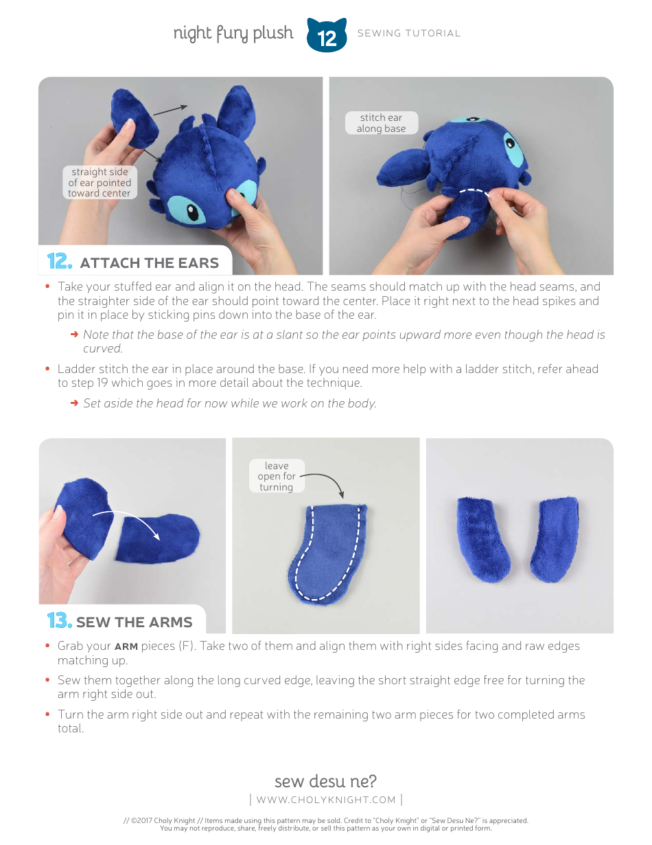 Night Fury Plush Sewing Pattern Templates, Page 12