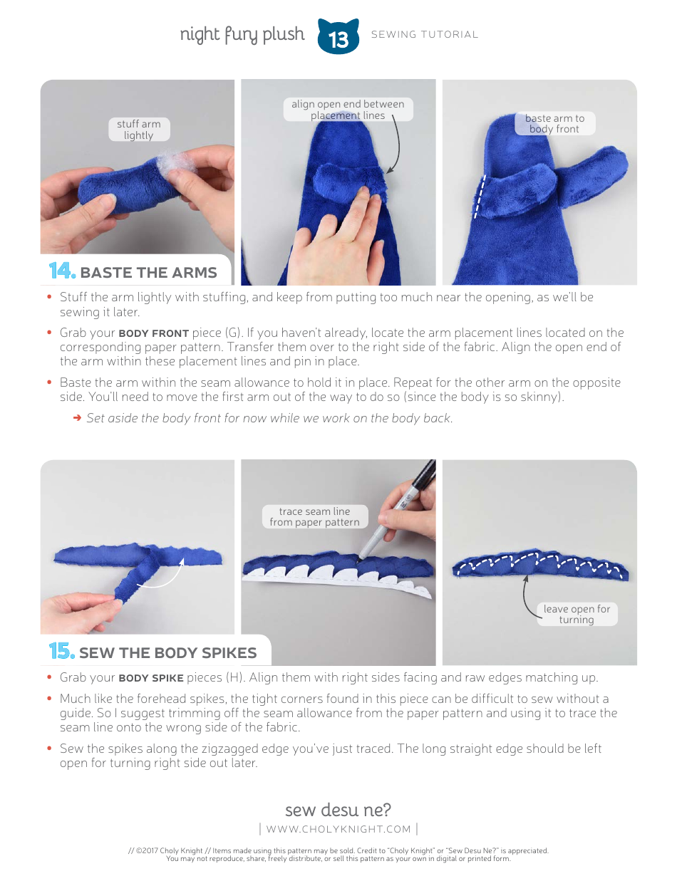 Night Fury Plush Sewing Pattern Templates, Page 13