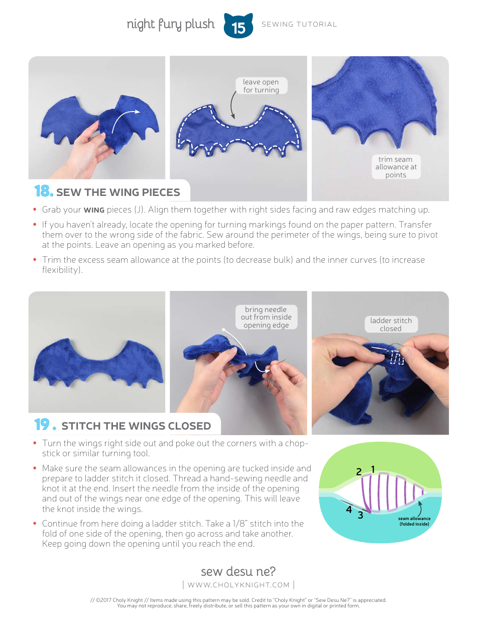 Night Fury Plush Sewing Pattern Templates, Page 15