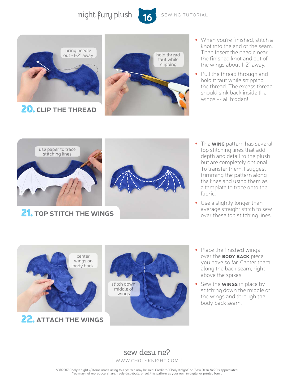 Night Fury Plush Sewing Pattern Templates, Page 16