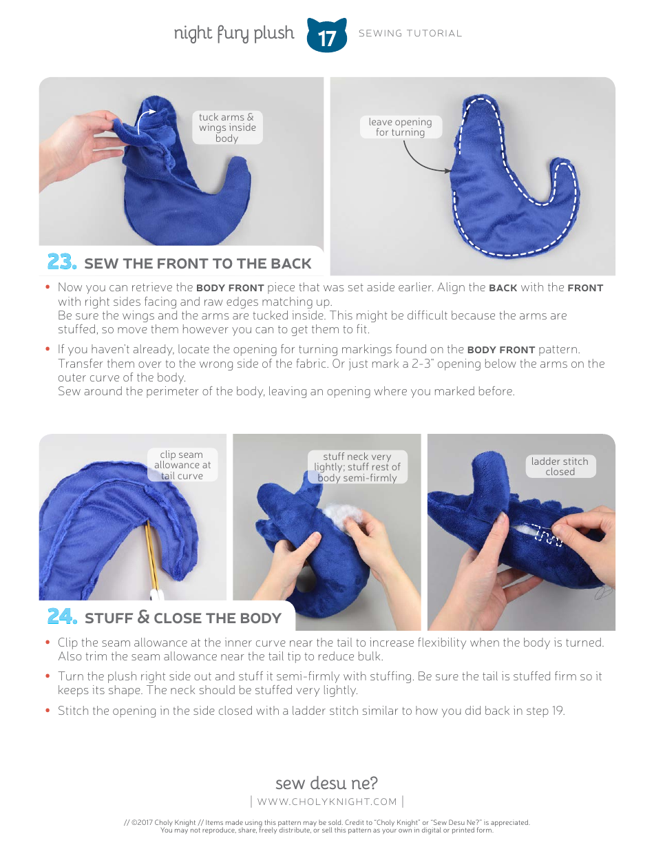 Night Fury Plush Sewing Pattern Templates, Page 17