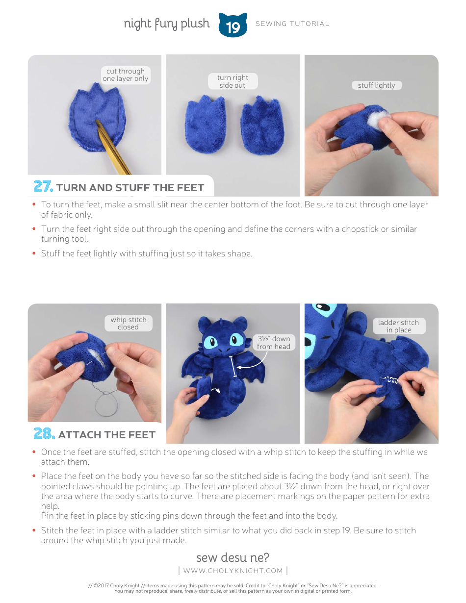 Night Fury Plush Sewing Pattern Templates, Page 19