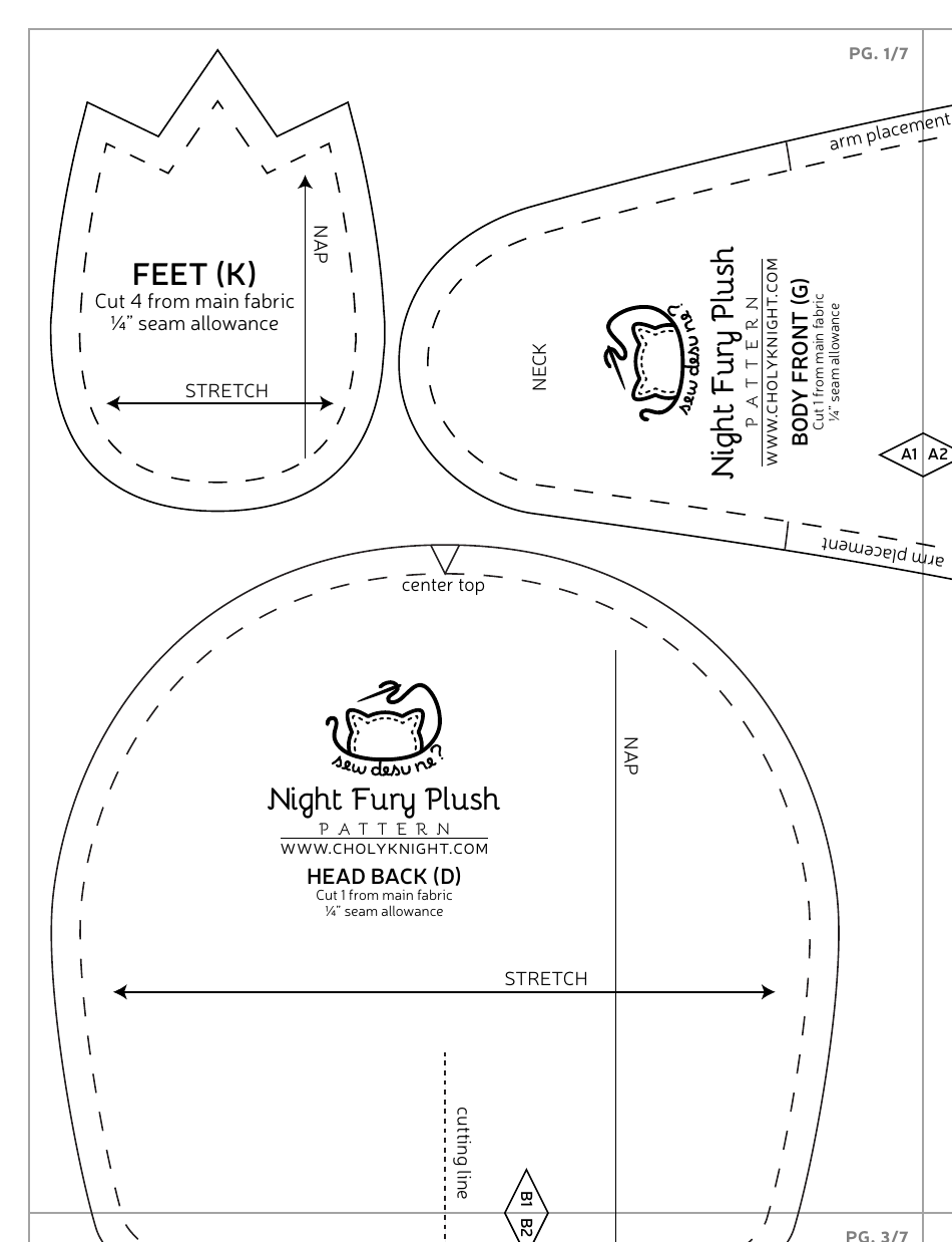 Night Fury Plush Sewing Pattern Templates, Page 22
