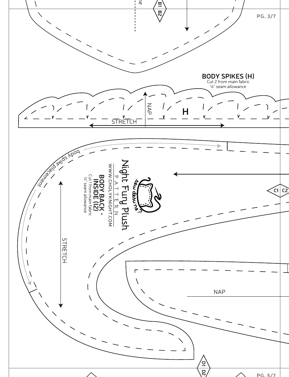 Night Fury Plush Sewing Pattern Templates, Page 24