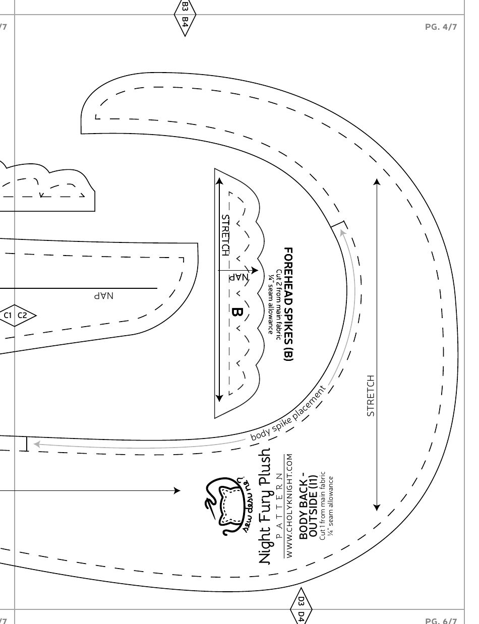 Night Fury Plush Sewing Pattern Templates, Page 25