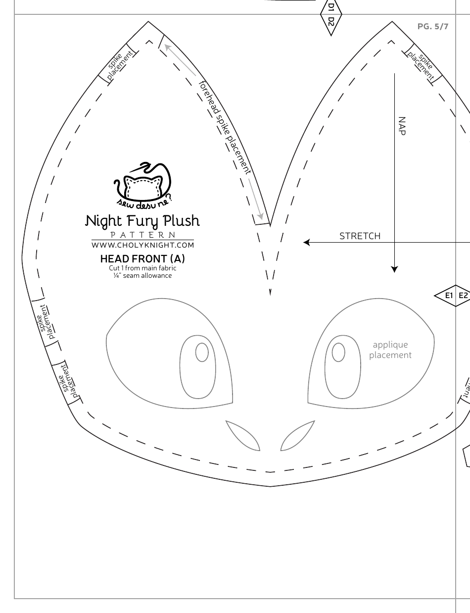 Night Fury Plush Sewing Pattern Templates, Page 26