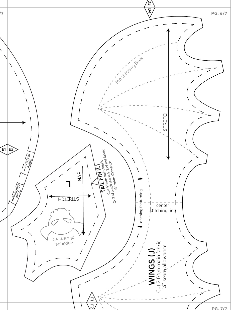 Night Fury Plush Sewing Pattern Templates, Page 27