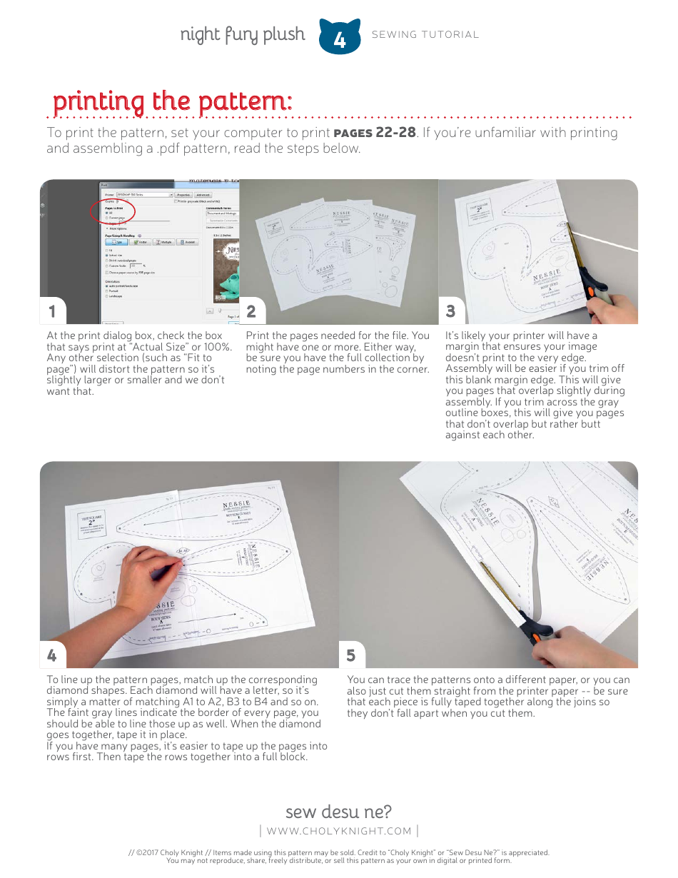 Night Fury Plush Sewing Pattern Templates, Page 4