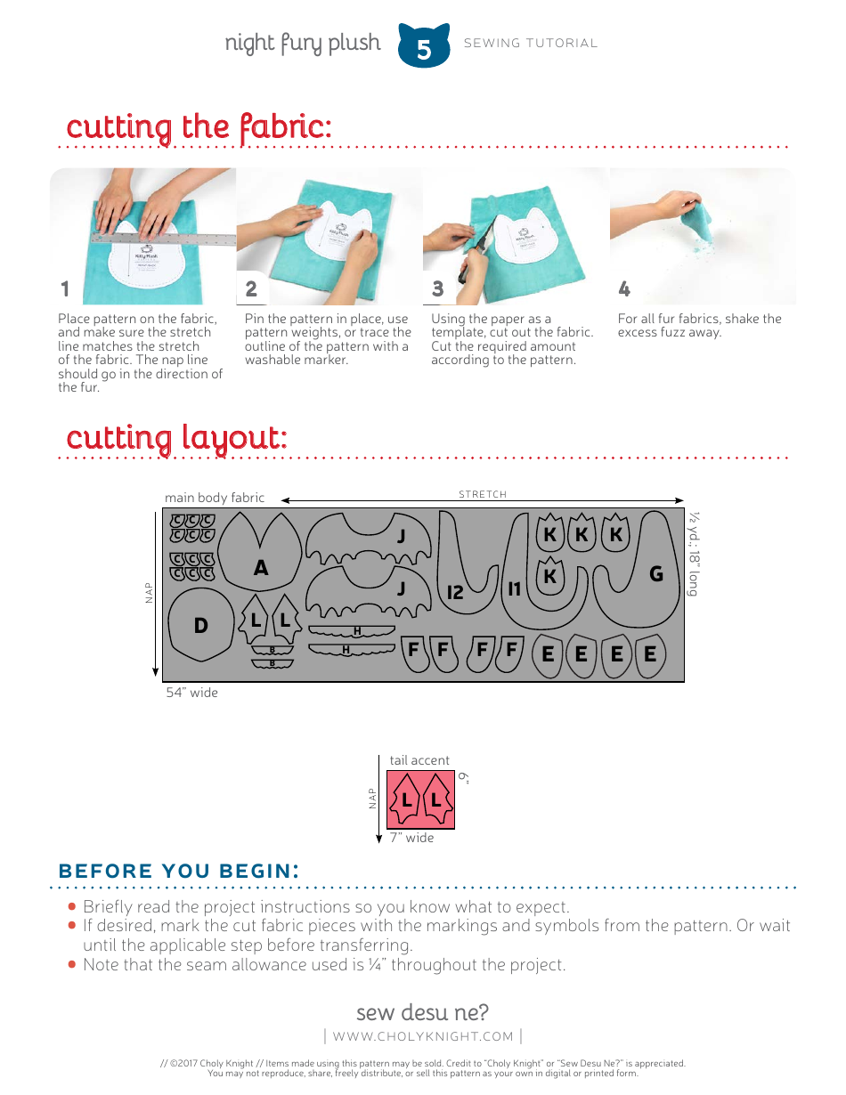 Night Fury Plush Sewing Pattern Templates, Page 5