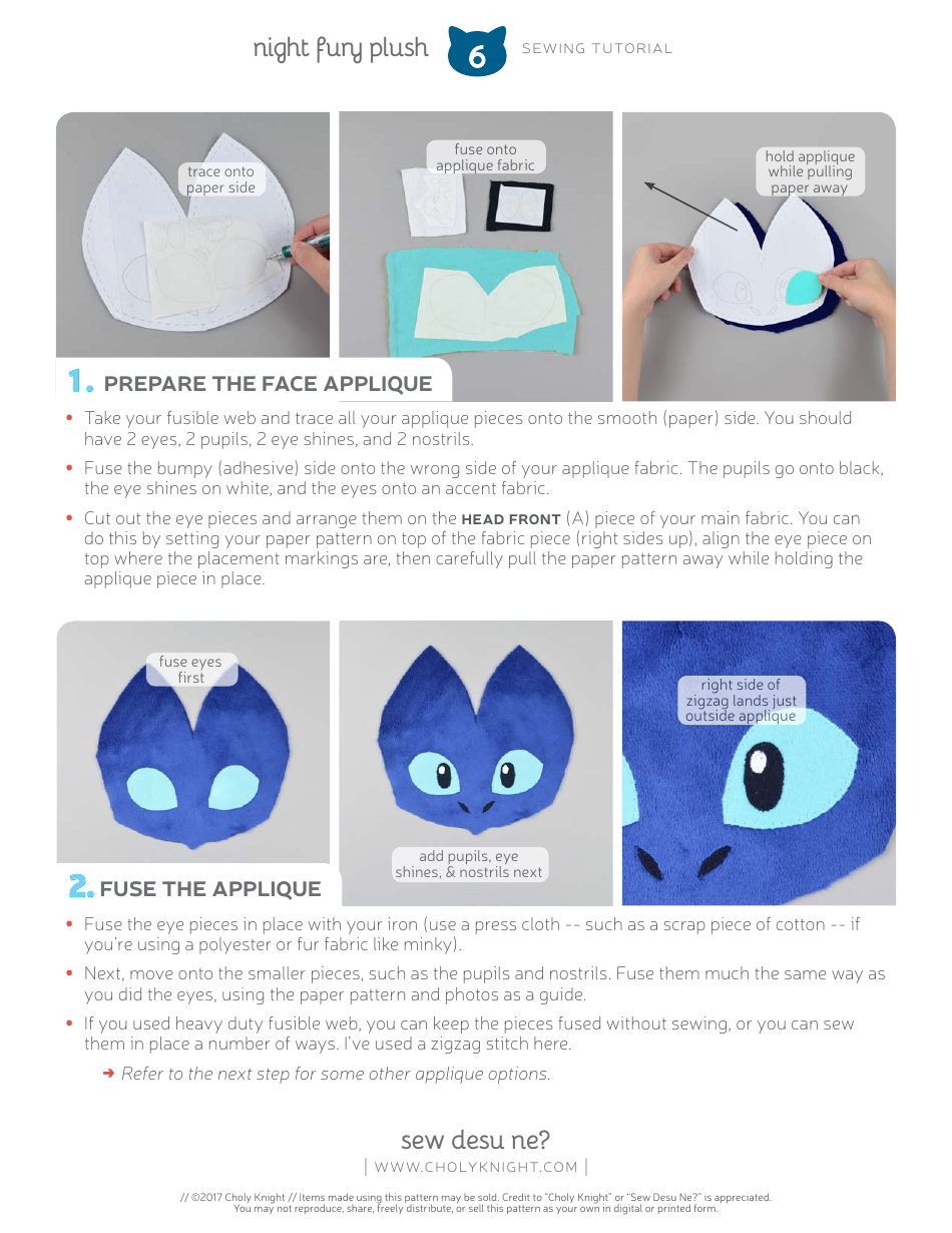 Night Fury Plush Sewing Pattern Templates, Page 6
