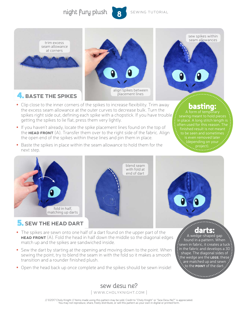 Night Fury Plush Sewing Pattern Templates, Page 8