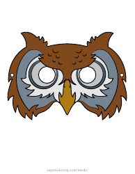 Document preview: Owl Mask Template - Brown and Grey