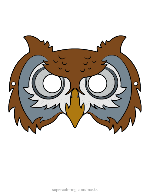 Owl Mask Template - Brown and Grey Download Pdf