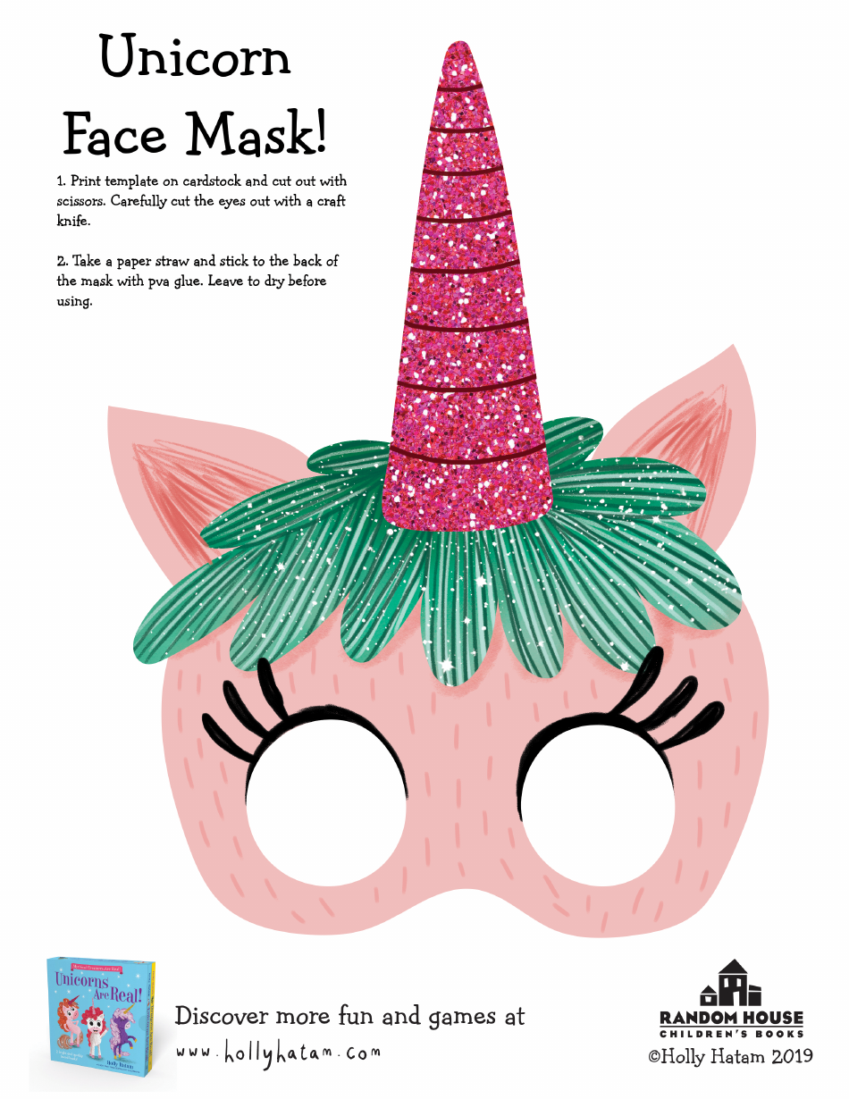 Unicorn Face Mask Template, Page 1