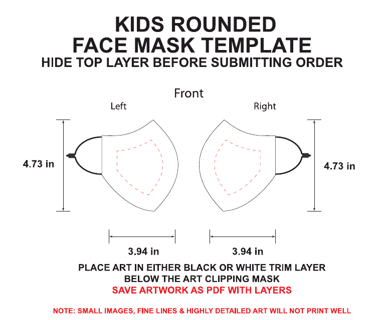 Kids Rounded Face Mask Template