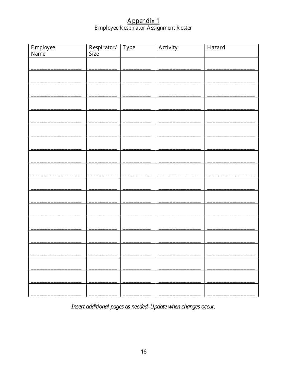 Form HS-1513 Generic Guidelines for Development of a Respiratory Protection Program in Accordance With Department of Pesticide Regulation Requirements - California, Page 16