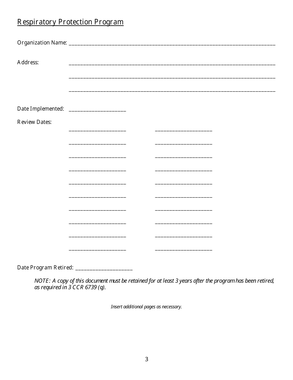 Form HS-1513 Generic Guidelines for Development of a Respiratory Protection Program in Accordance With Department of Pesticide Regulation Requirements - California, Page 3