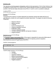 Form HS-1513 Generic Guidelines for Development of a Respiratory Protection Program in Accordance With Department of Pesticide Regulation Requirements - California, Page 4