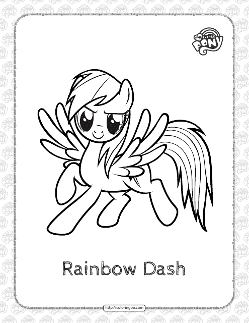 My Little Pony Rainbow Dash Coloring Page Download Pdf