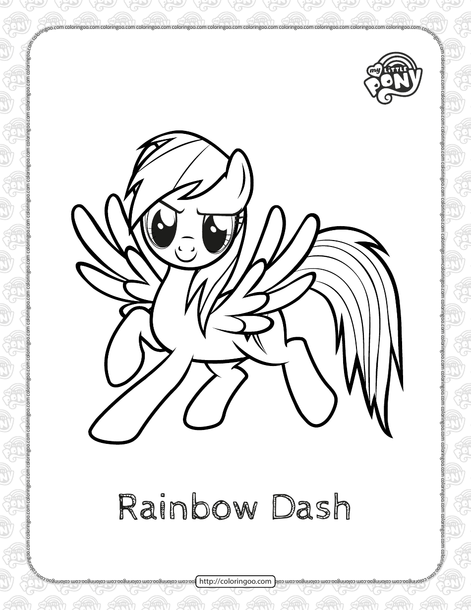 My Little Pony Rainbow Dash Coloring Page Download Printable PDF