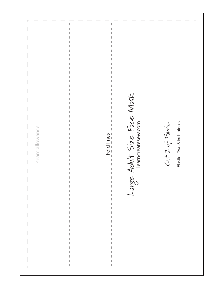 Large Adult Size Face Mask Template, Page 1