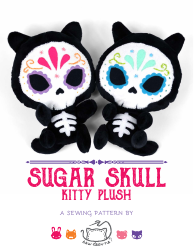 Sugar Skull Kitty Plush Sewing Pattern Templates